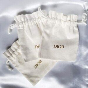 3 x Dior Drawstring Gift Bags for Jewelry, Makeup & Perfume + Free Beauty Sample
